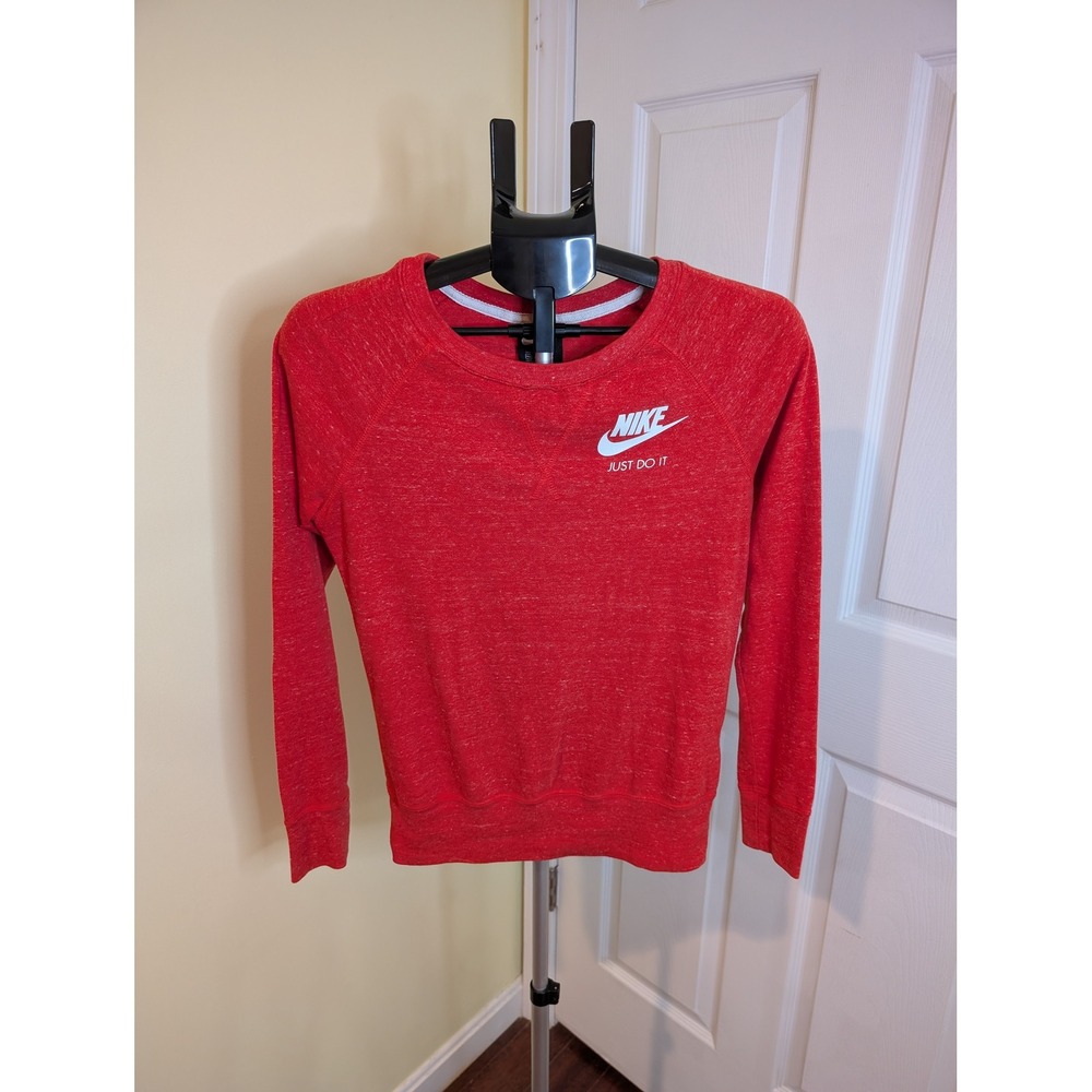 Nike Sweatshirt Red Gym Vintage Crewneck Just‎ Do It Raglan Logo - Size XS